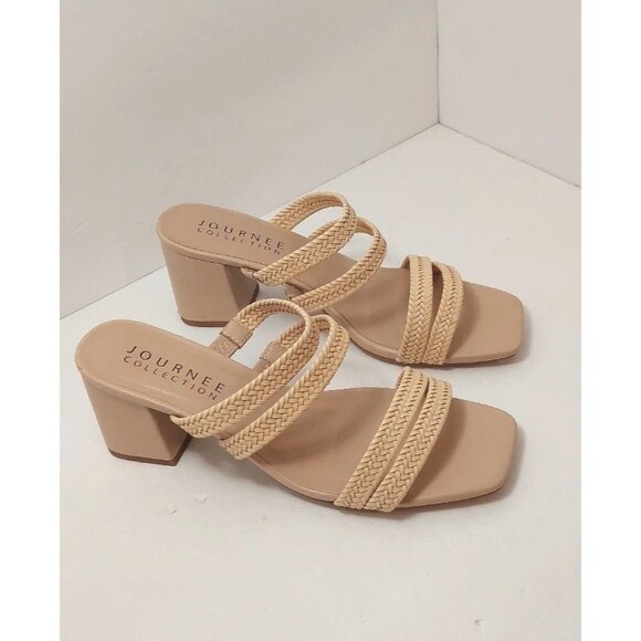 Journee Collection Women's Size 8 Natia Heeled Sandals Tan 8M - Picture 4 of 12